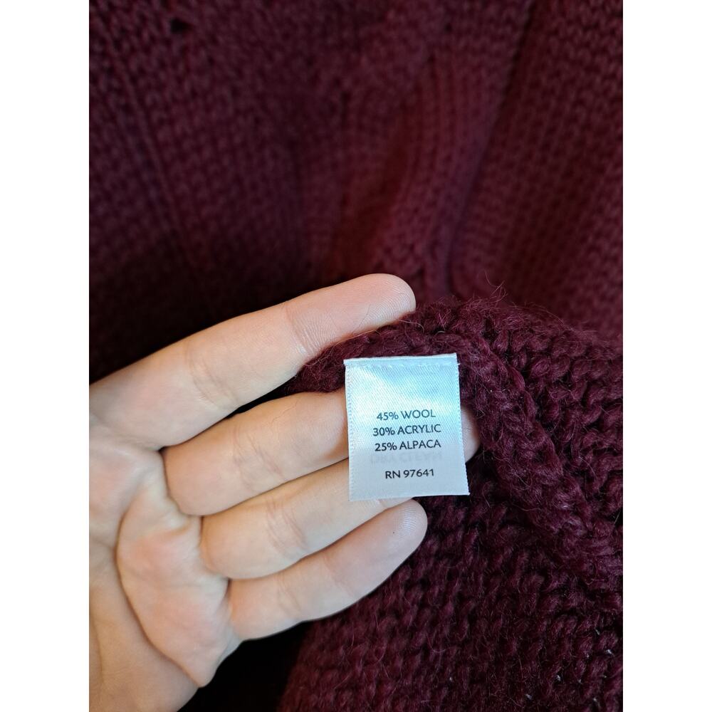J. Jill V Neck Cable Knit Sweater Alpaca Wool  Blend Size S P Red - Picture 4 of 7